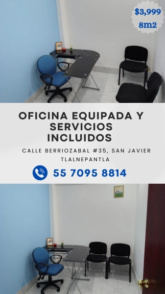 OFICINAS FISICAS EXCELENTE UBICACION Y MOBILIARIO PARA USTED