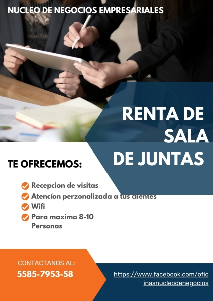 RENTA DE SALA DE JUNTAS POR HORA EN EDOMEX 