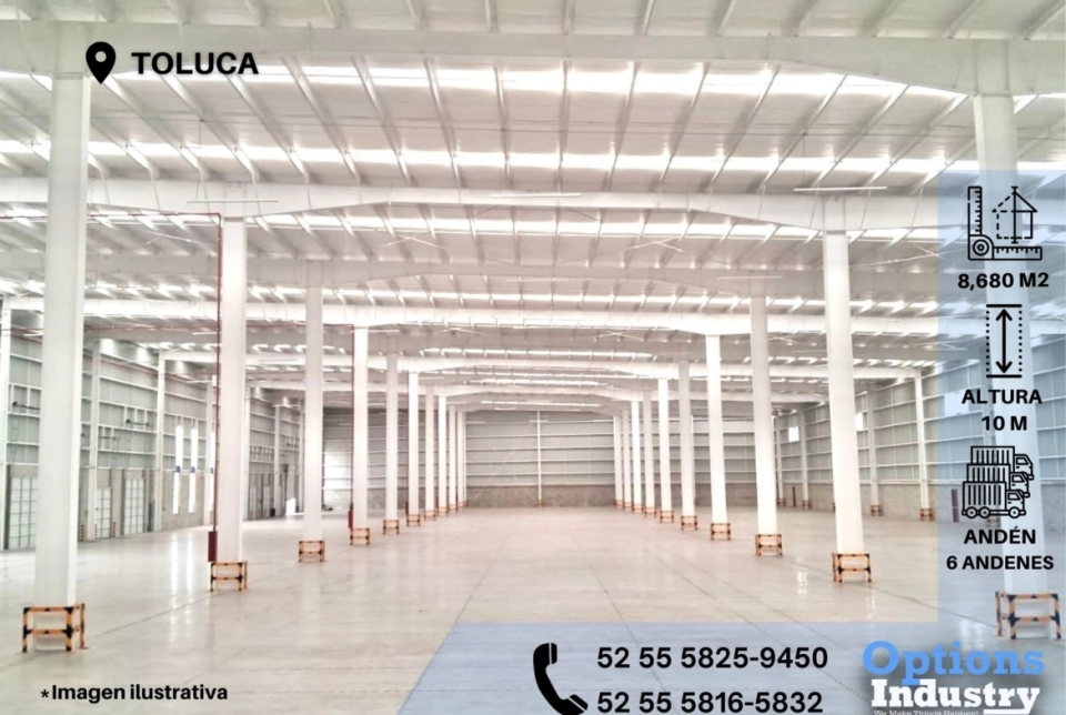 Alquiler de nave industrial en Toluca Lerma, EDOMEX