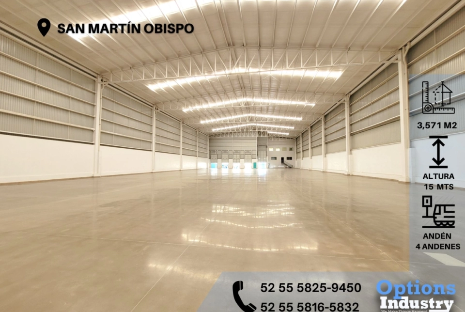Availability of warehouse for rent in San Martín Obispo