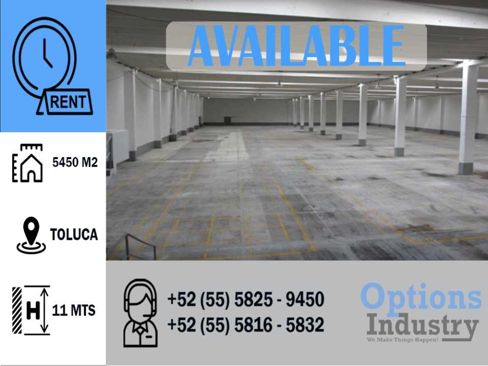 Industrial warehouse available for rent in Toluca