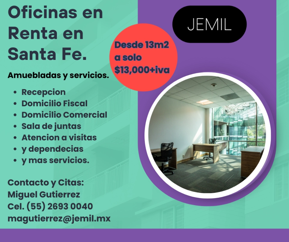 Oficinas en Renta en Cygni santa fe, Promoción de enero 