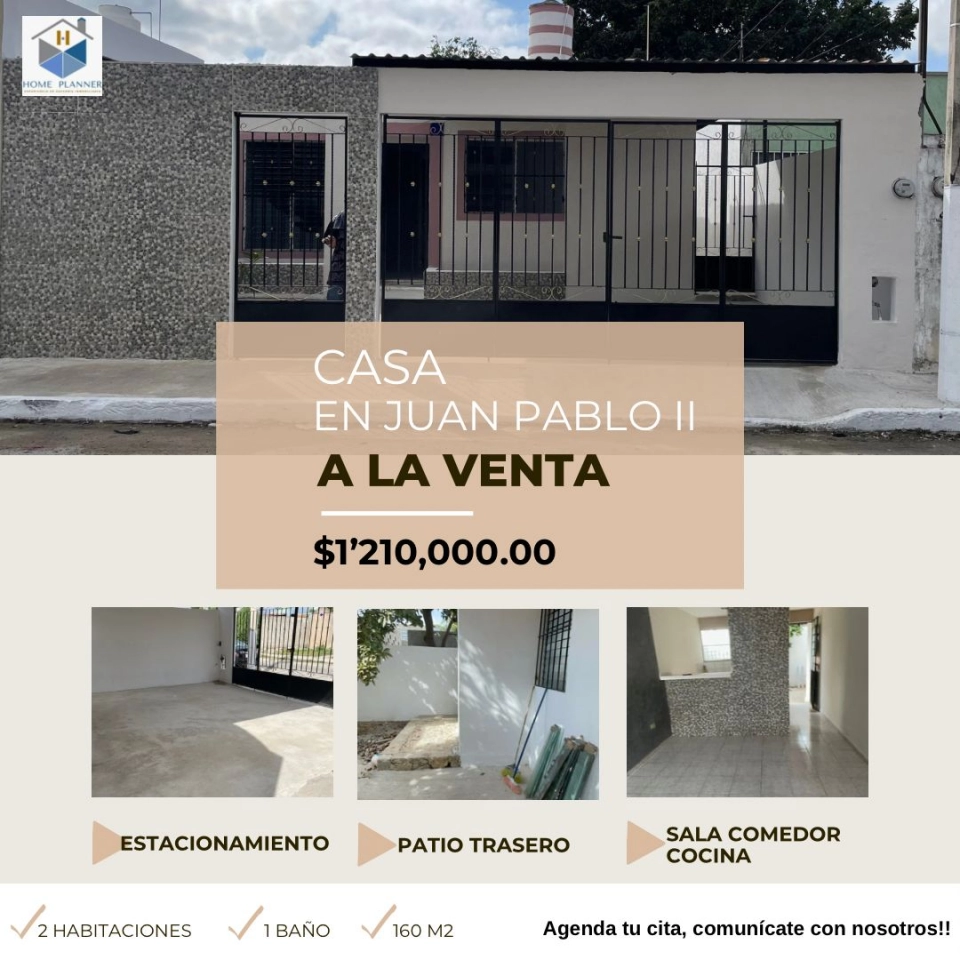 VENTA DE CASA EN JUAN PABLO II MERIDA YUC.