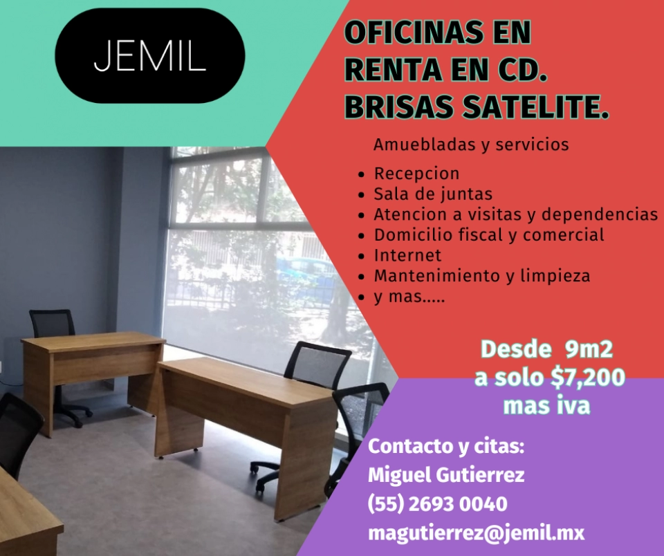 Ultimas Oficinas en Renta en Cd. Brisas, Naucalpan.