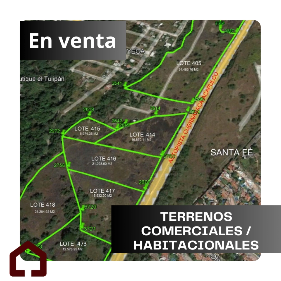 Terrenos Comerciales y habitacionales en Xochitepec; Mor. 