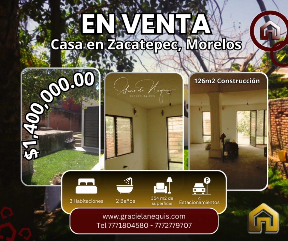 Casa de 354 m2 en Zacatepec, Morelos. Cod. 215