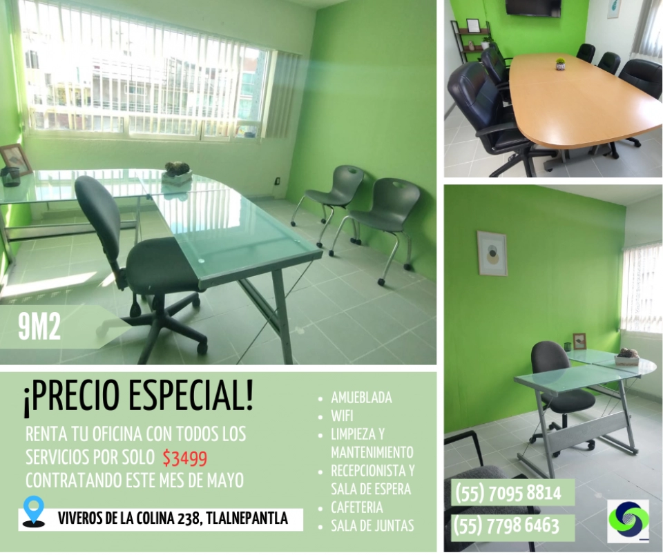 OFICINA EQUIPADA + SERVICIOS POR $3499 ESTE MES