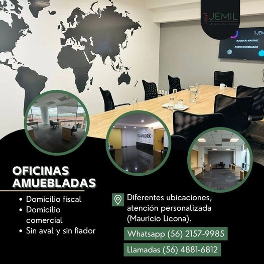 Renta de oficinas Amuebladas y Virtuales sin aval sin fiador