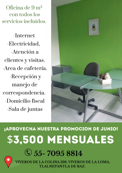 ¡Oficinas al precio especial de $3500 durante todo junio!