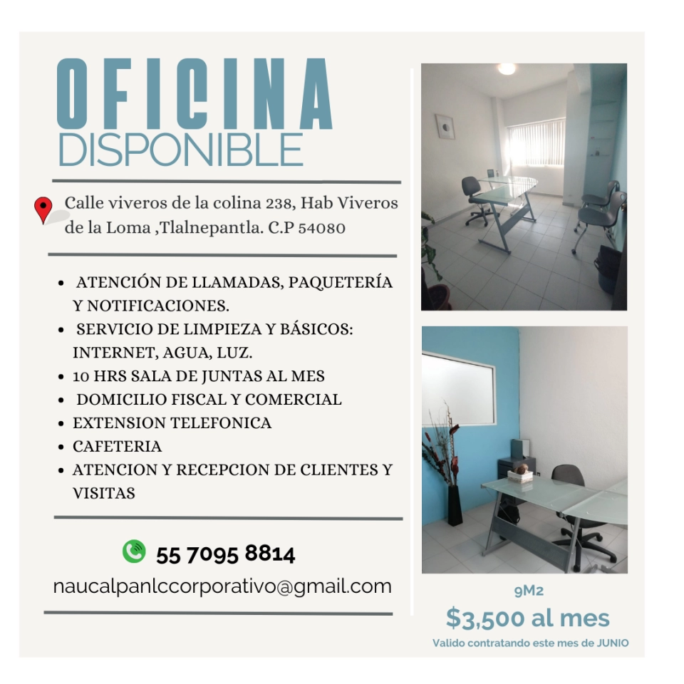 OFICINA/DESPACHO/CONSULTORIO DE 9M2 DISPONIBLE POR $3500