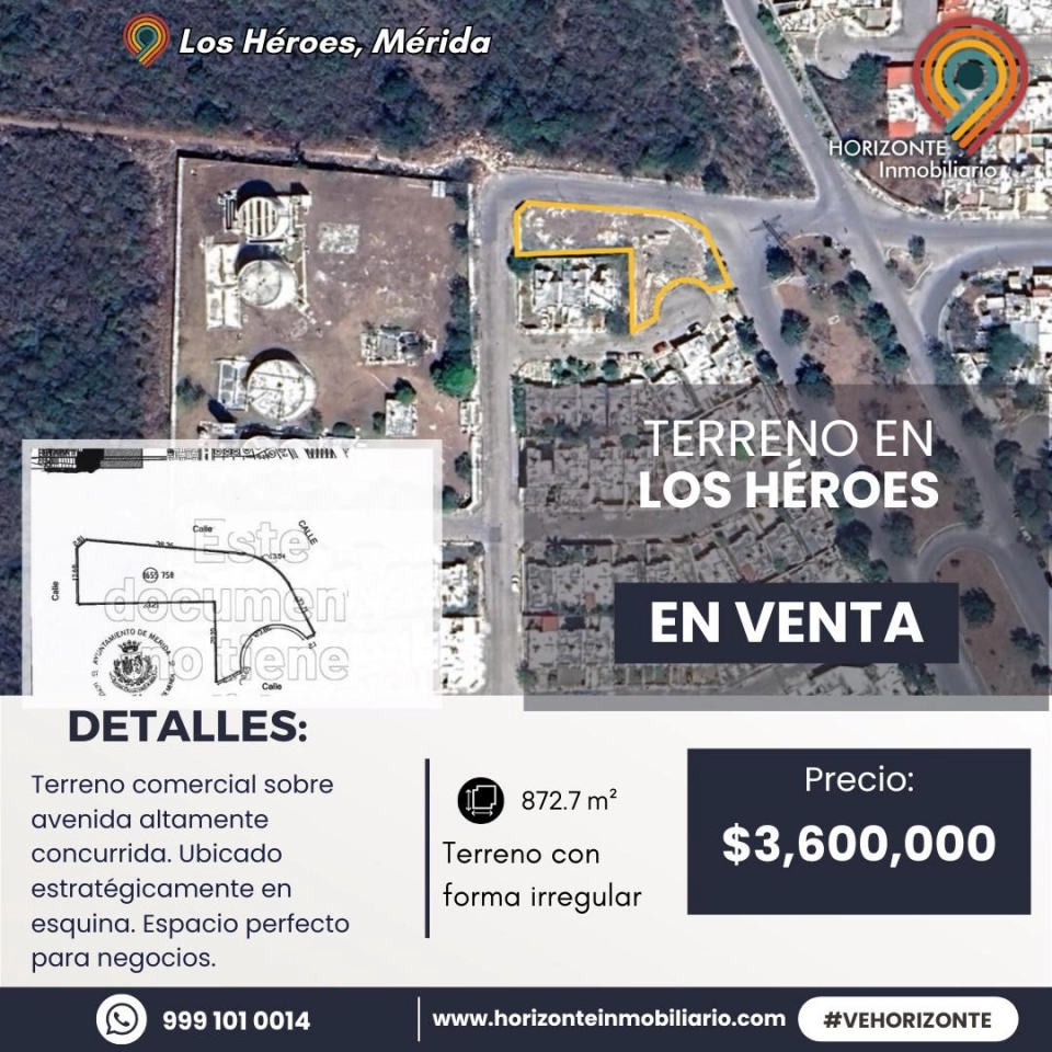 VENTA DE TERRENO COMERCIAL EN LOS HEROES MERIDA YUC. 