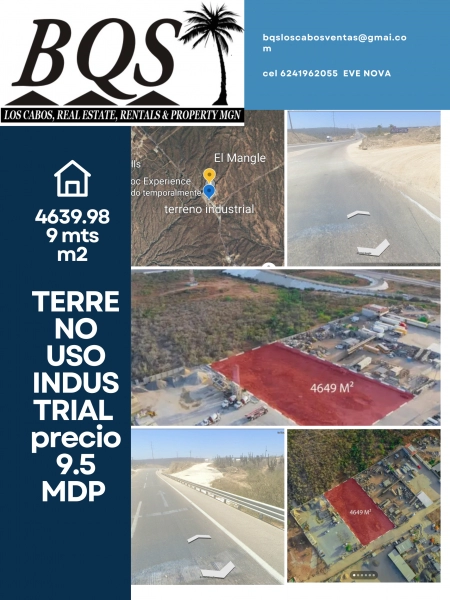 TERRENO INDUSTRIAL EN VENTA  LOS CABOS 4639 M2 