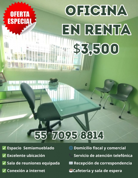 ¡OFICINAS DISPONIBLES SIN PÓLIZAS NI AVALES!