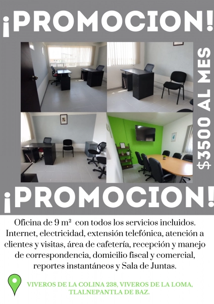 ¡RENTA TU ESPACIO PROFESIONAL EN TLALNEPANTLA POR SOLO $350