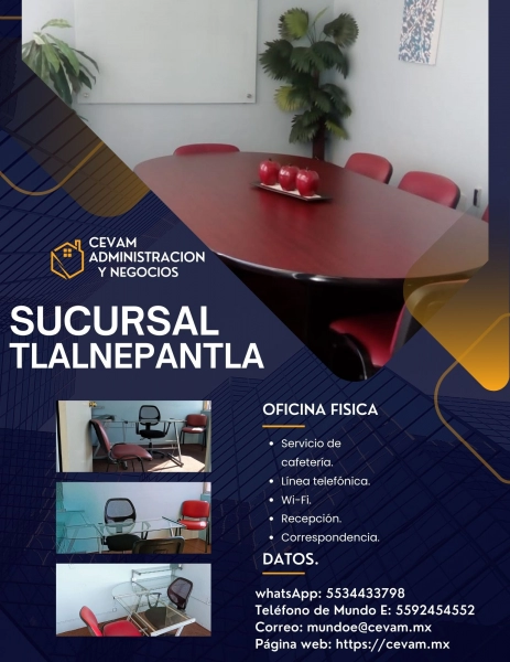 OFICINA DISPONIBLE FISICA EN TLALNEPANTLA 