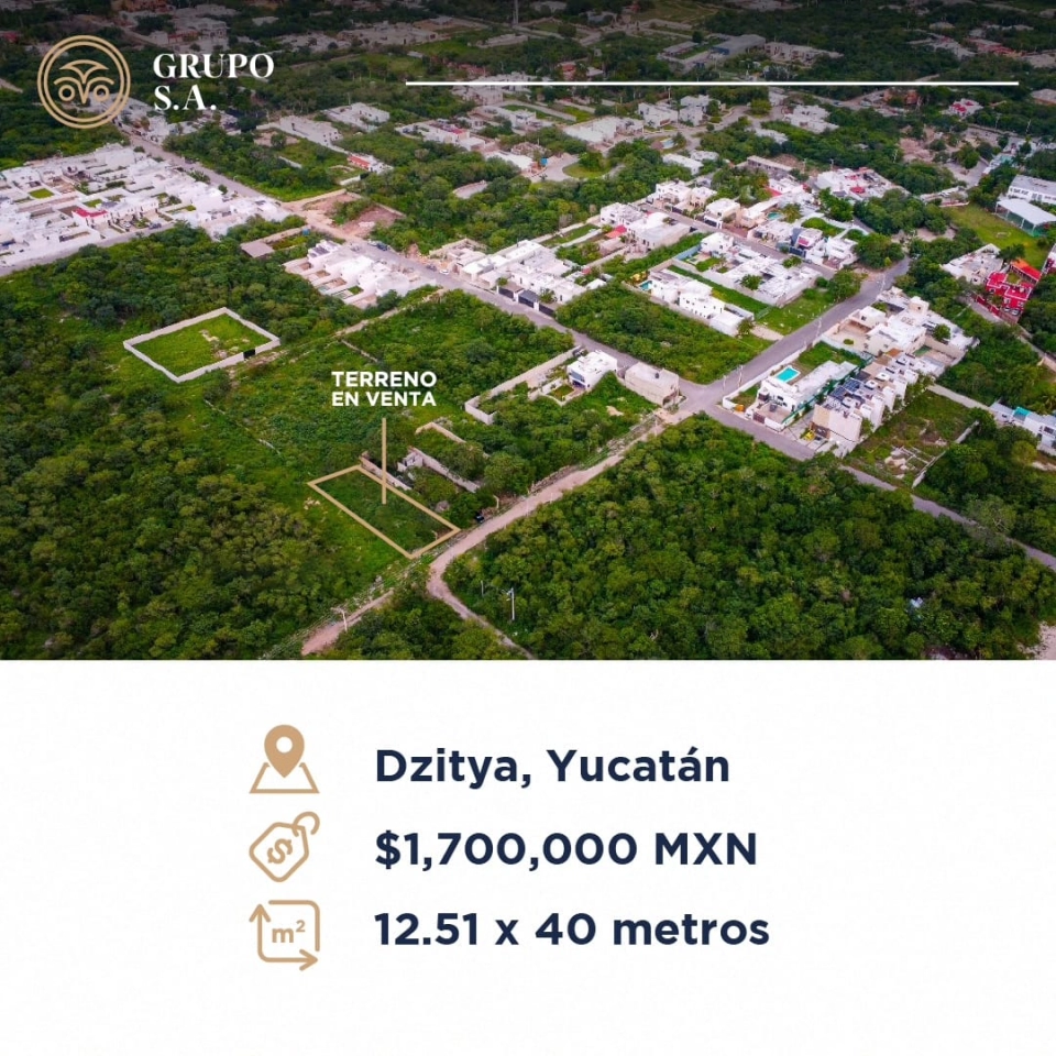 VENTA DE TERRENO EN DZITYA EN ESQUINA 500MTS MERIDA YUCATAN