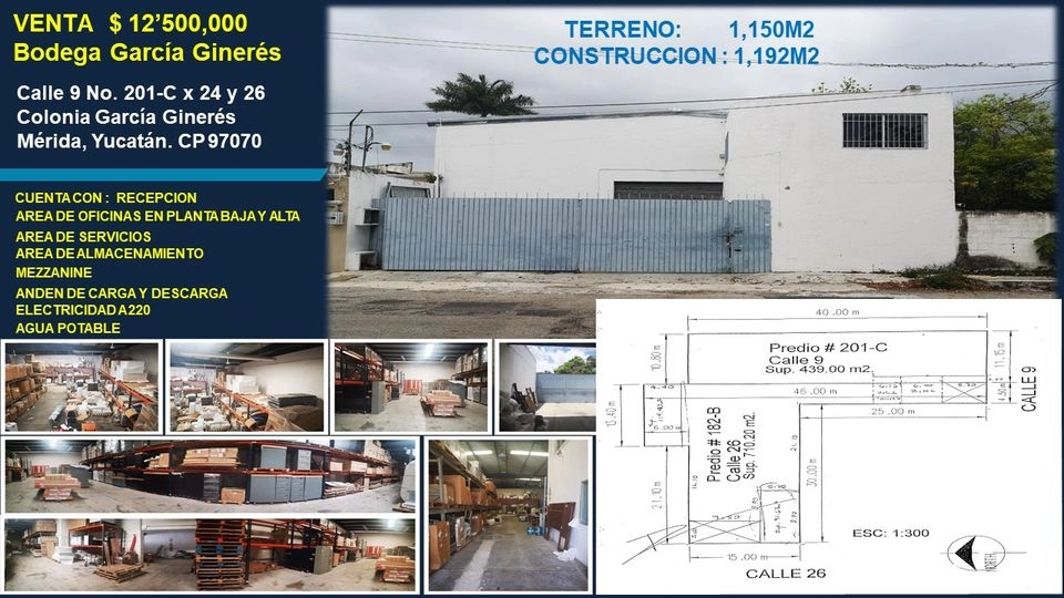 VENTA DE BODEGA CON OFICINAS ANDEN DE CARGA EN LA COL GARCIA