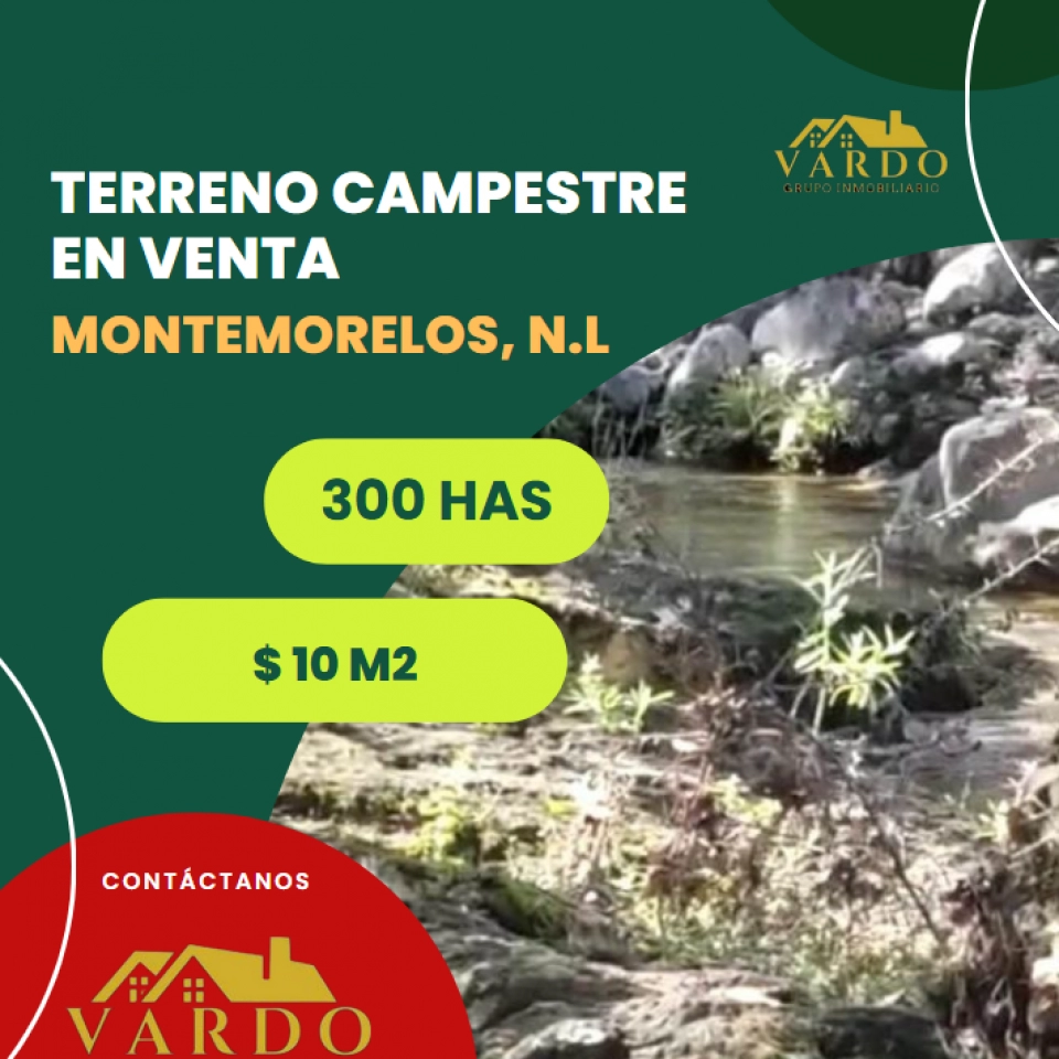 TERRENO CAMPESTRE EN VENTA - MONTEMORELOS, N.L