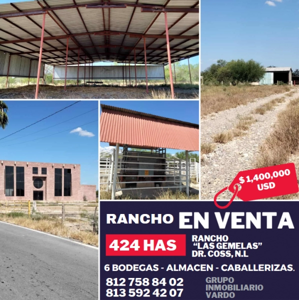 RANCHO EN VENTA - DR.COSS, N.L