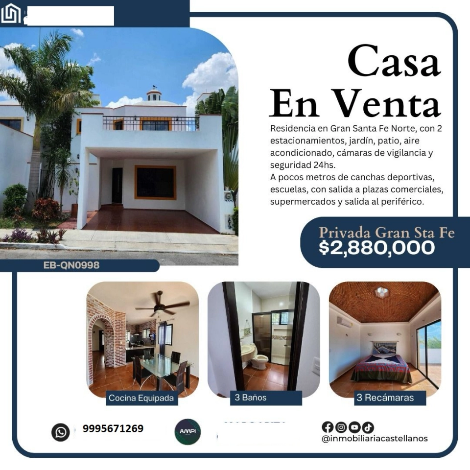 VENTA DE CASA EN GRAN SANTA FE MERIDA YUCATAN