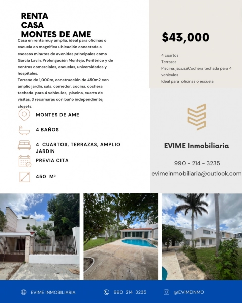 RENTA DE CASA EN MONTES DE AME 