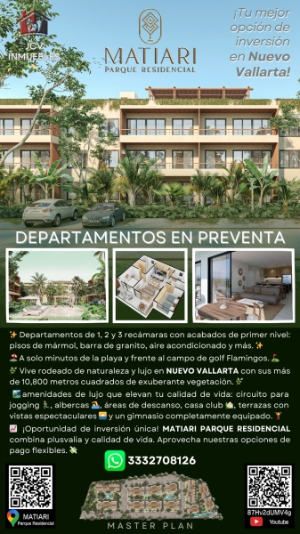 Departamentos en PREVENTA en Nuevo Vallarta! 1 a 3 Recámara