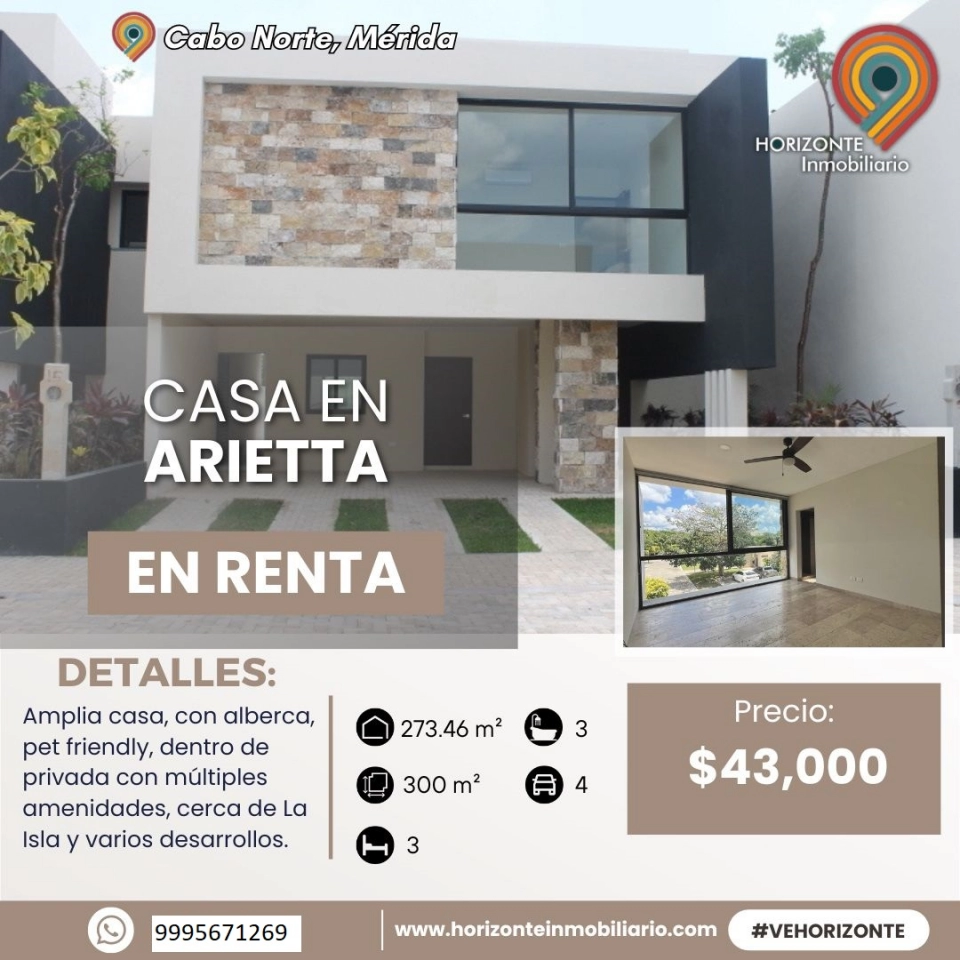 RENTA DE CASA EN CABO NORTE ZONA EXCLUSIVA DE MERIDA 