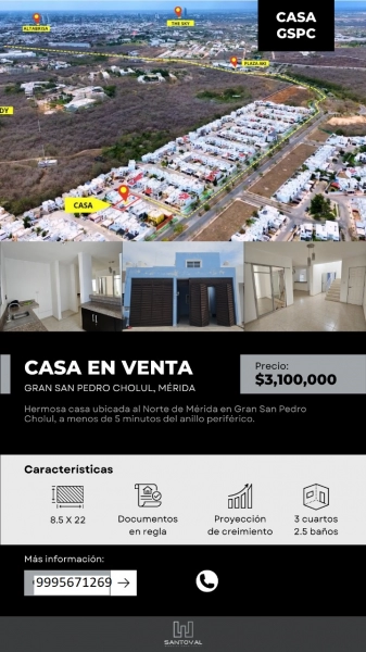 VENTA DE CASA EN GRAN SAN PEDRO CHOLUL 