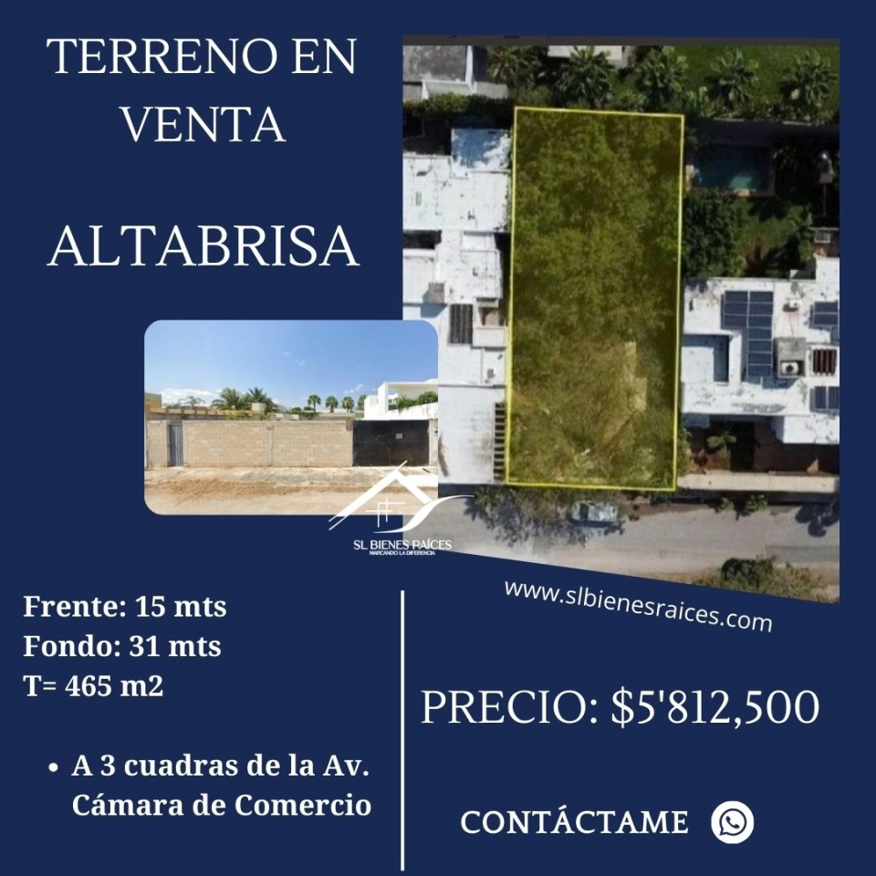 VENTA DE TERRENO EN ALTABRISA 