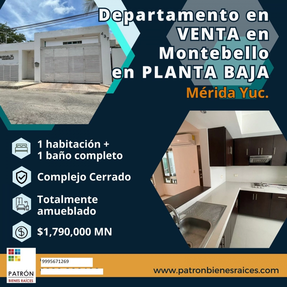 VENTA DE DEPARTAMENTO AMUEBLADO EN MONTEBELLO PLANTA BAJA