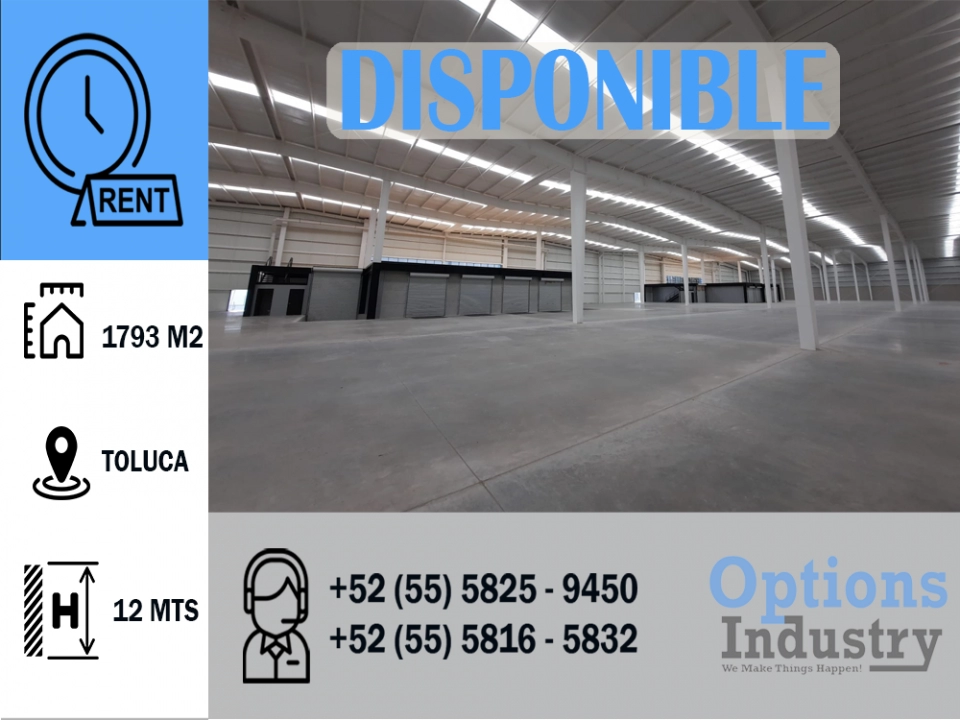 Bodega industrial en renta en zona industrial Toluca