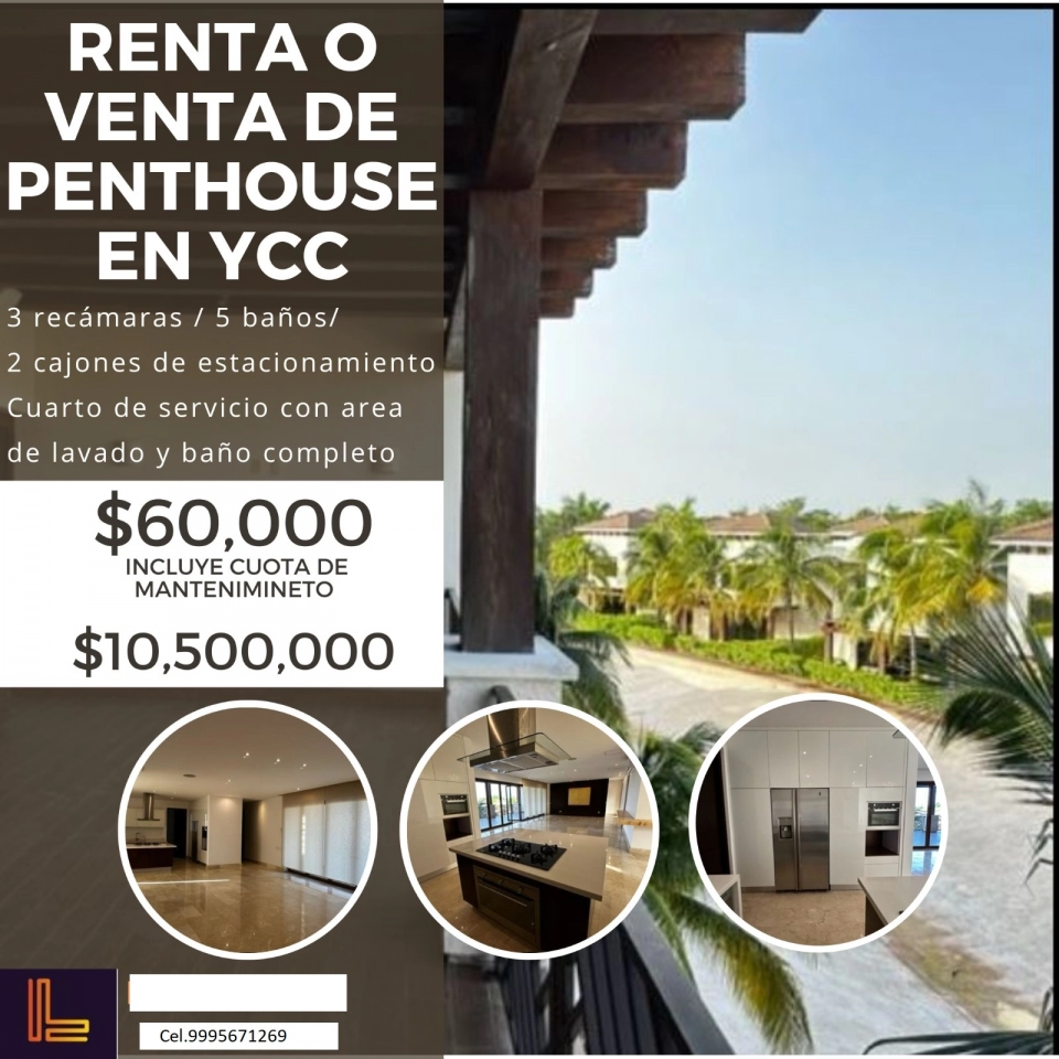 VENTA O RENTA DE PENTHOUSE EN YUCATAN COUNTRY CLUB