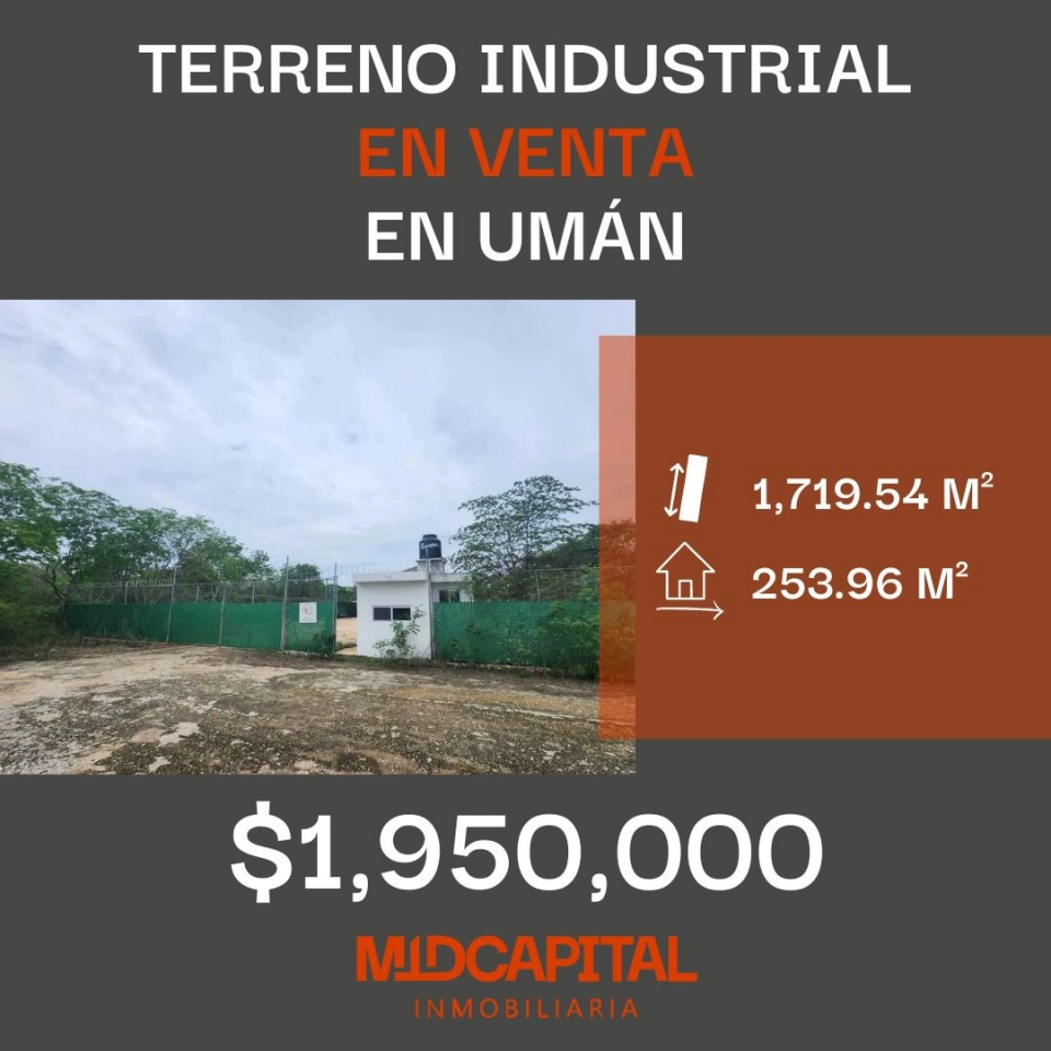 VENTA DE TERRENO EN EL PARQUE INDUSTRIAL DE UMAN YUCATAN 