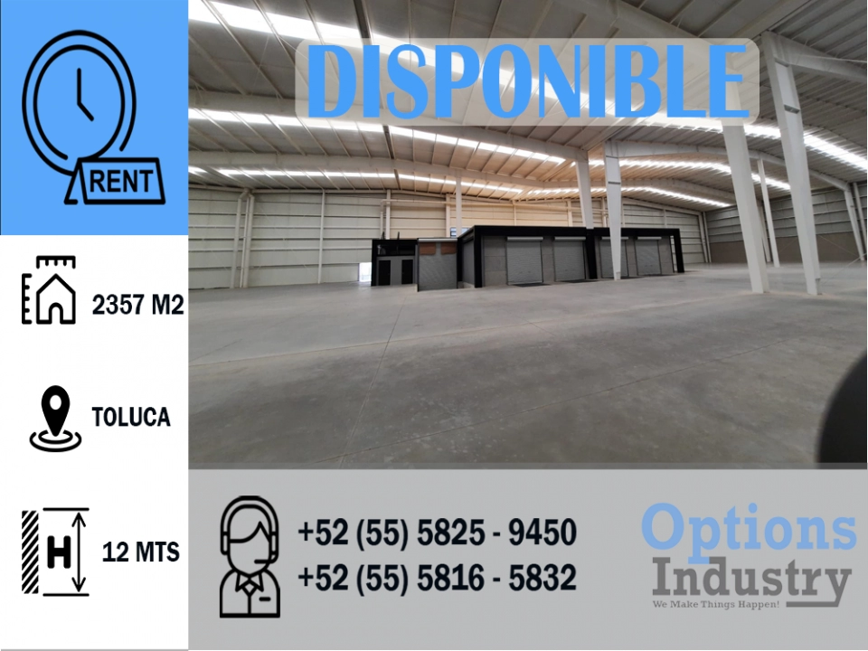 Bodega industrial disponible para renta en Toluca