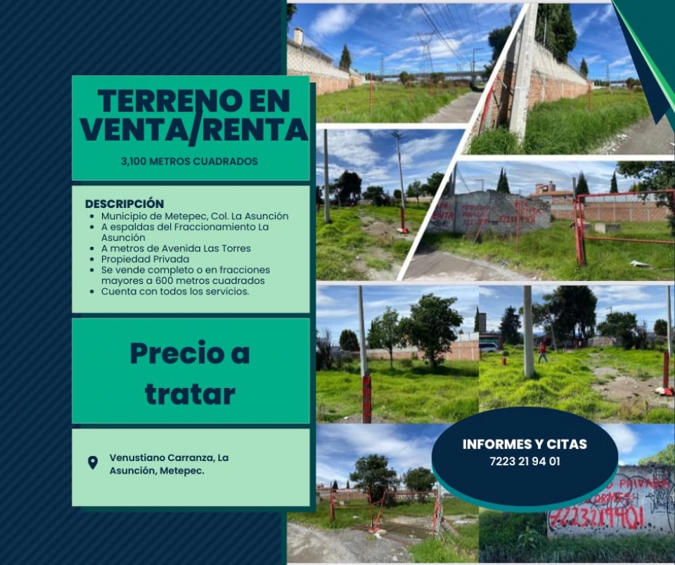 Oportunidad terreno en venta, precio a tratar