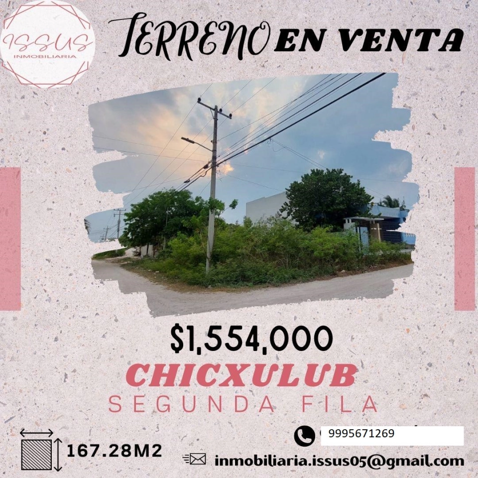 VENTA DE TERRENO EN CHICXULUB PUERTO SEGUNDA FILA 