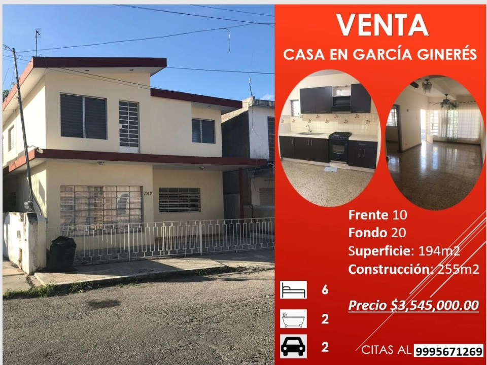 VENTA DE CASA EN LA COL. GARCIA GINERES MERIDA YUCATAN