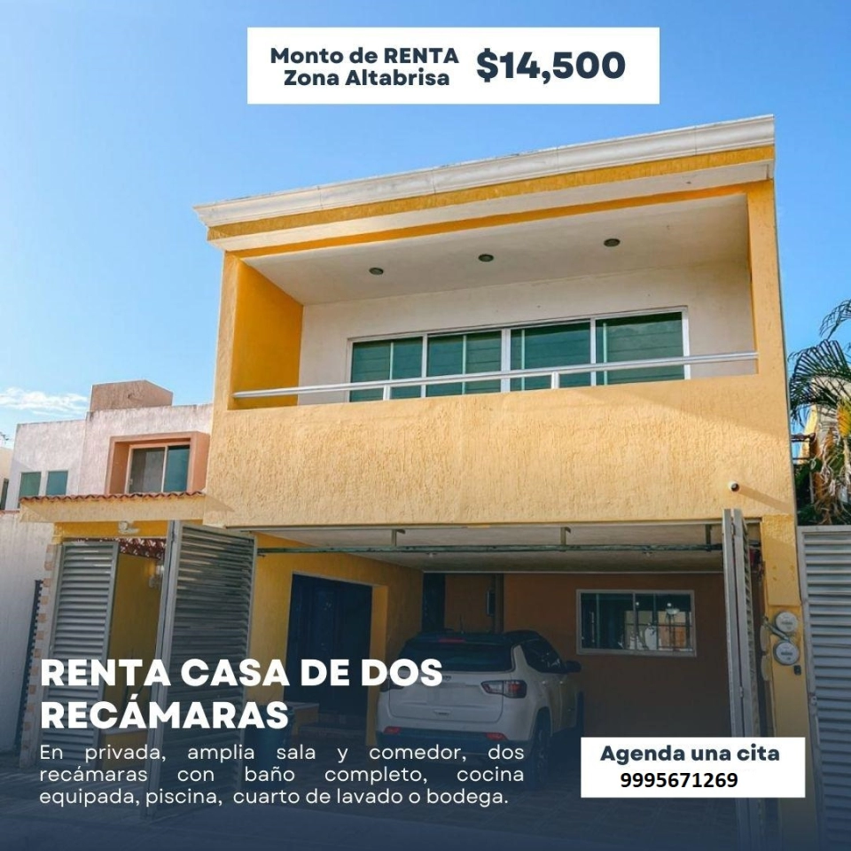 RENTA DE CASA EN PRIVADA EN ALTABRISA MERIDA YUC.