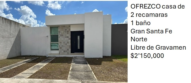 VENTA DE CASA EN GRAN SANTA FE NORTE MERIDA YUCATAN 