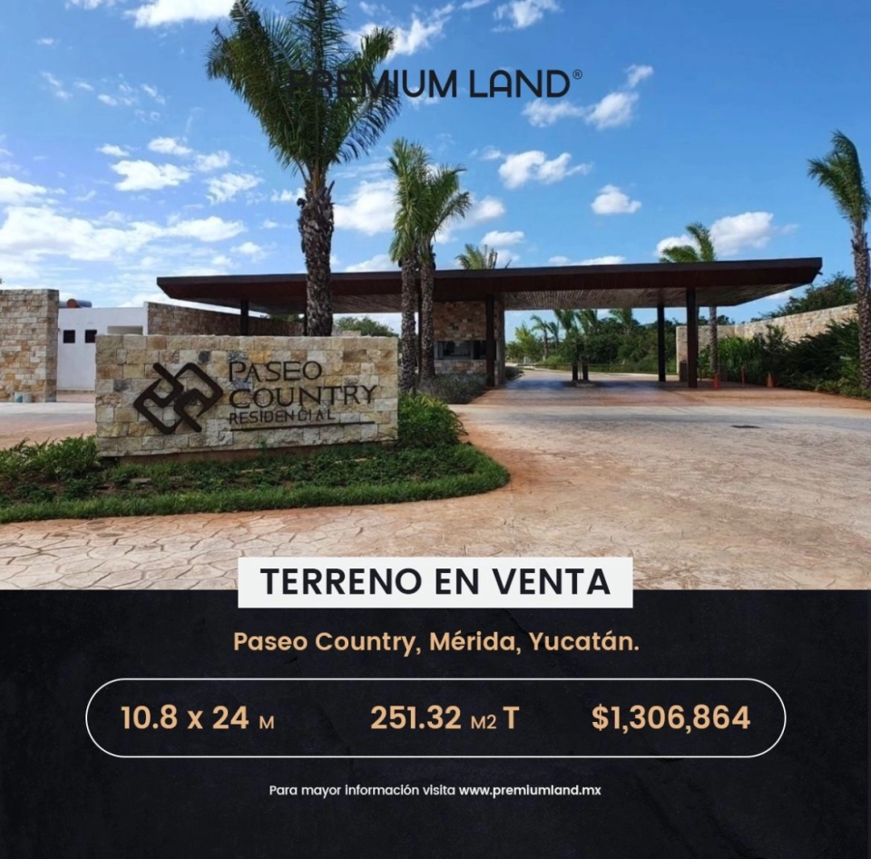 VENTA DE TERRENO EN PASEO COUNTRY CLUB MERIDA YUCATAN 