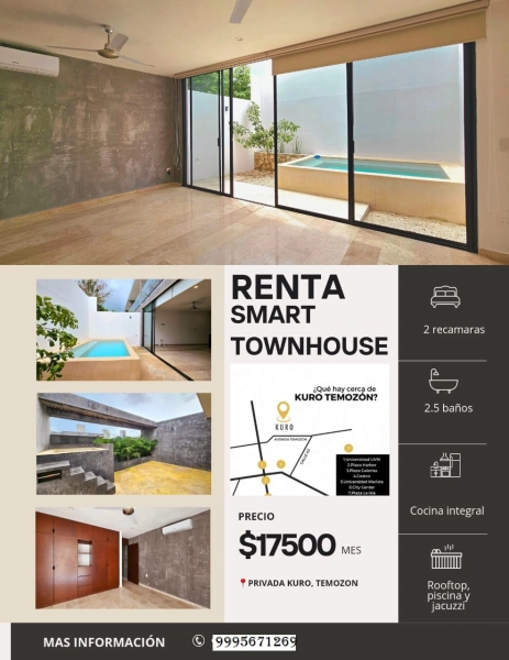 RENTA DE TOWNHOUSE EN TEMOZON MERIDA YUCATAN 