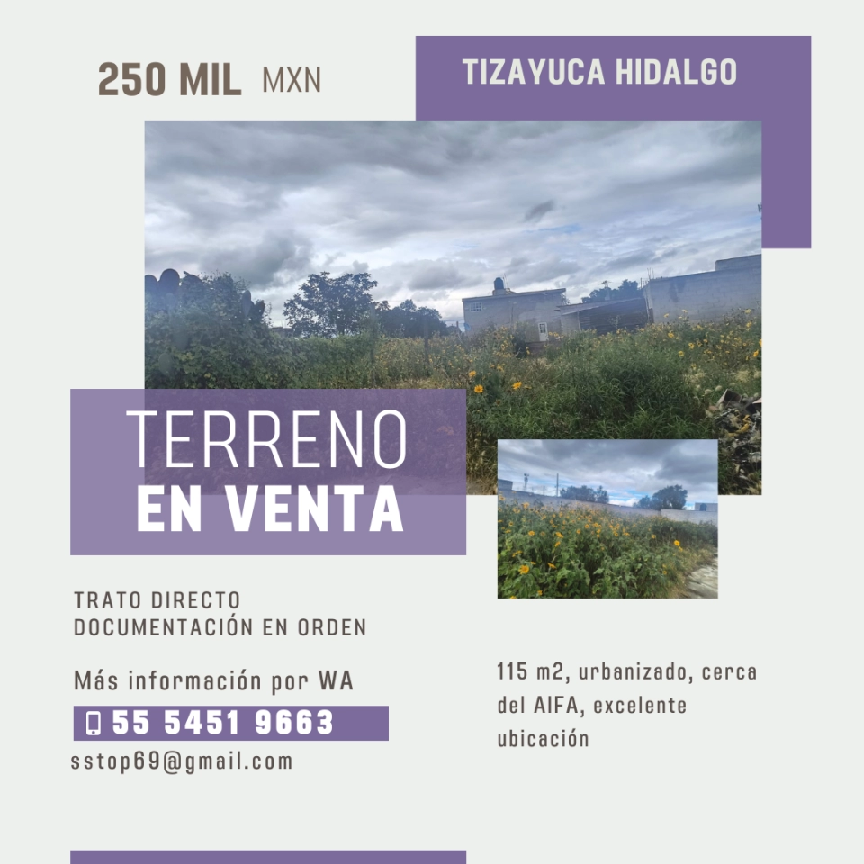 Terreno en venta Tizayuca Hidalgo