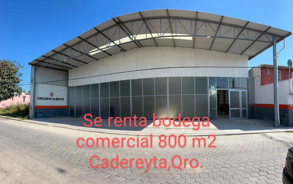 RENTA DE BODEGA 800 M2 CADEREYTA DE MONTES,QRO.