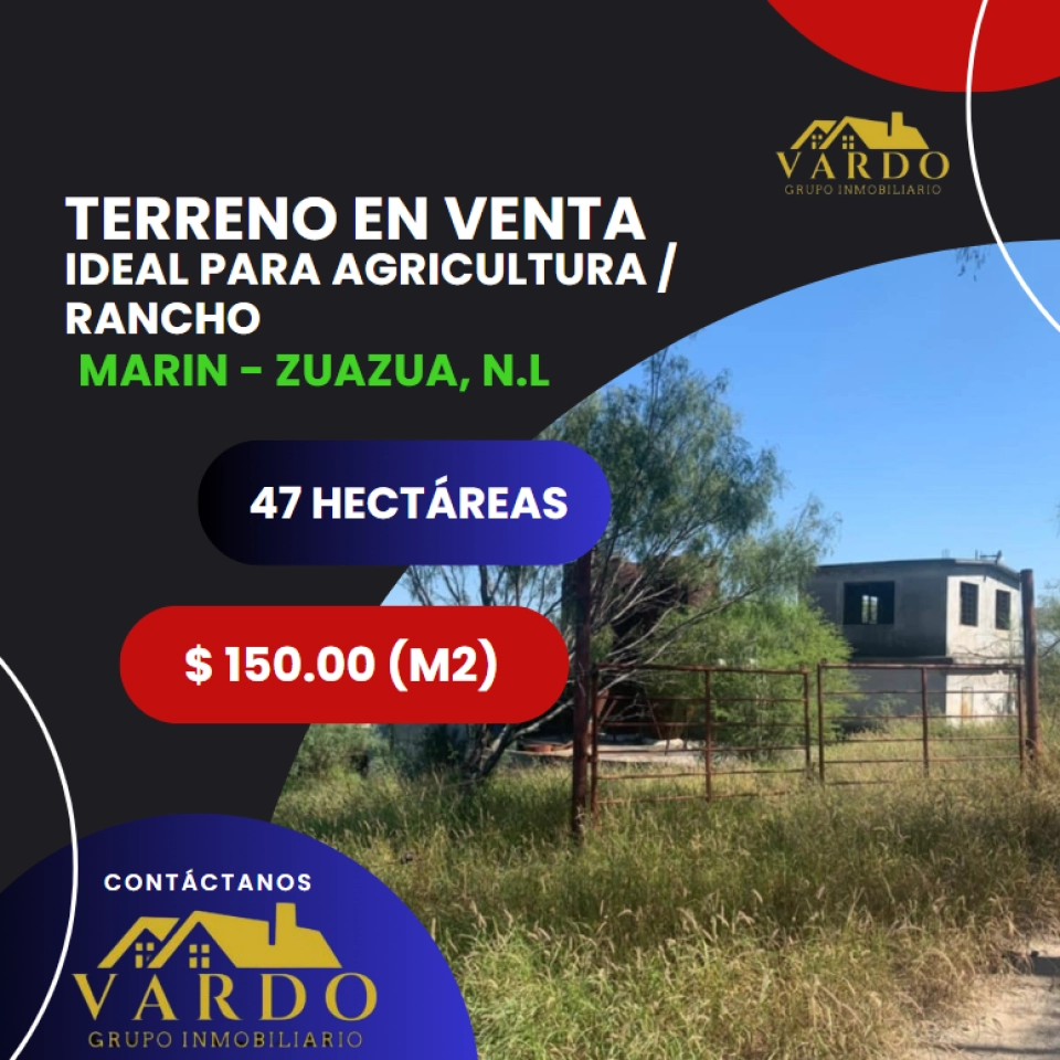 TERRENO IDEAL PARA AGRICULTURA O RANCHO - MARIN, N.L