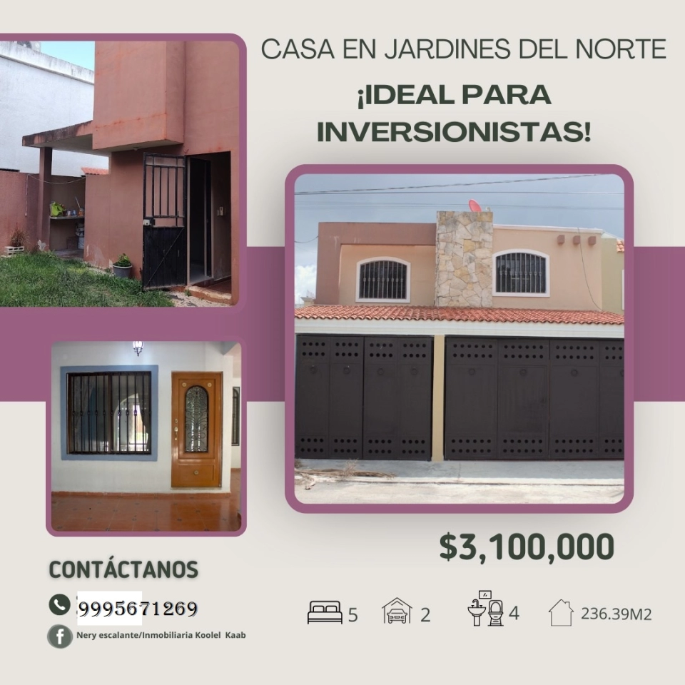 VENTA DE CASA EN JARDINES DEL NORTE MERIDA YUCATAN 