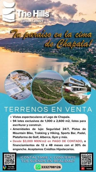 Terrenos Panorámicos en Chapala, desde 1,000 Mts.