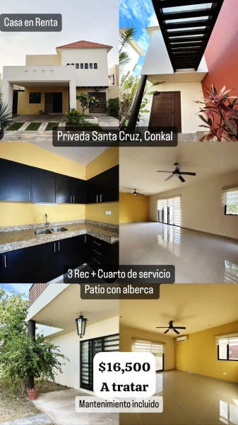 RENTA DE CASA EN PRIVADA STA CRUZ EN CONKAL MERIDA YUCATAN