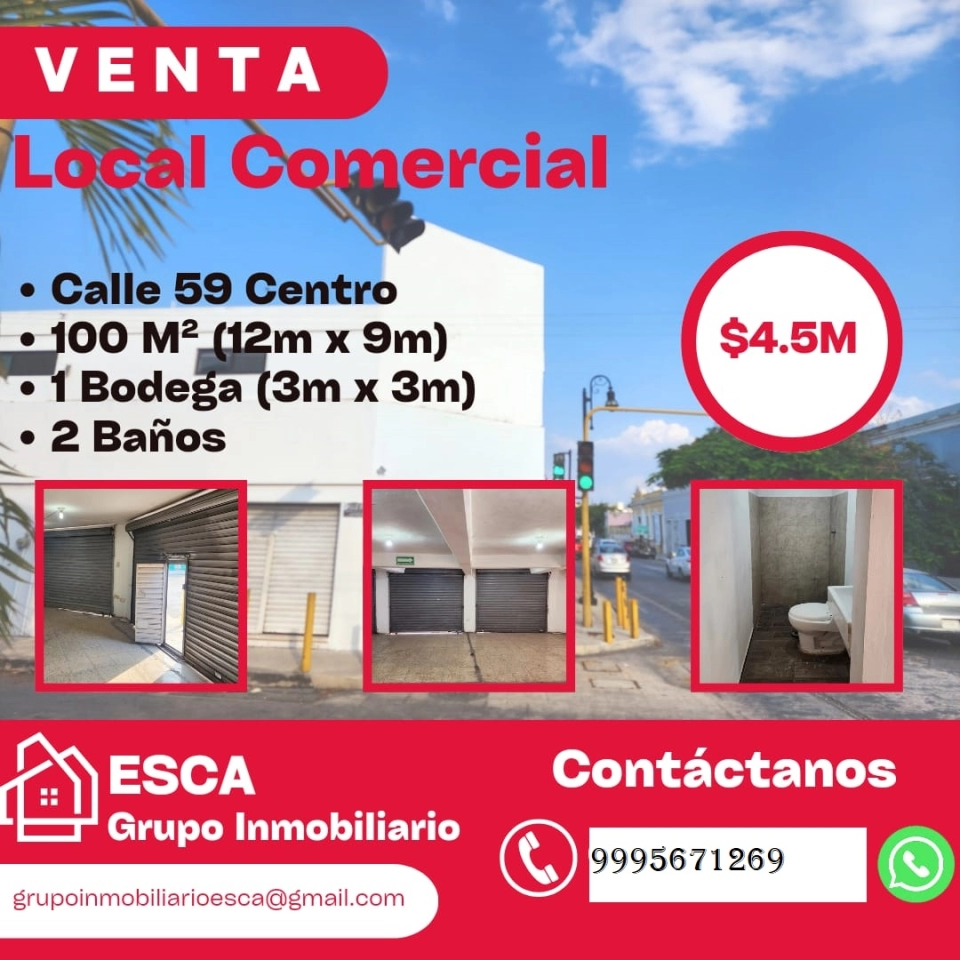 VENTA DE LOCAL COMERCIAL EN MERIDA CENTRO