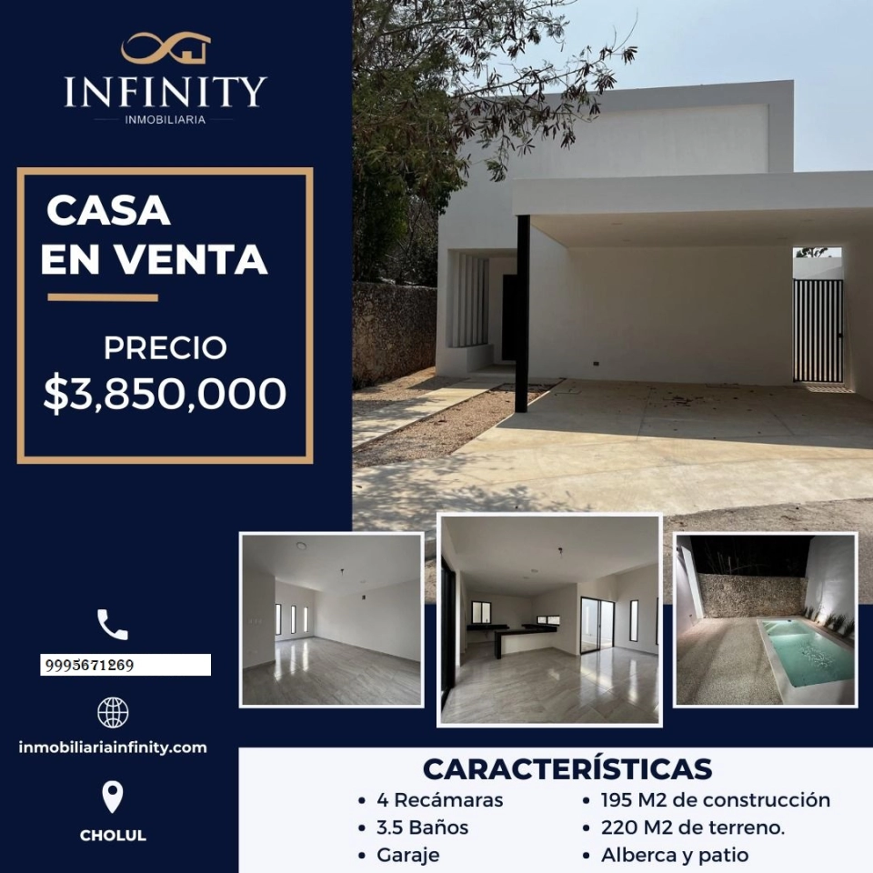 VENTA DE CASA  BONITOS CABADOS C/ PISCINA EN CHOLUL YUCATAN 