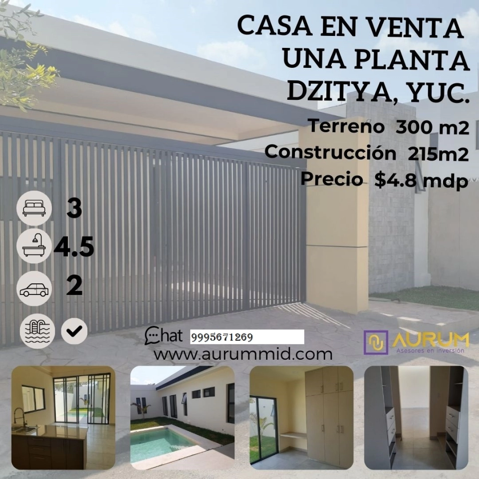 VENTA DE CASA DE UNA PLANTA EN DZITYA MERIDA